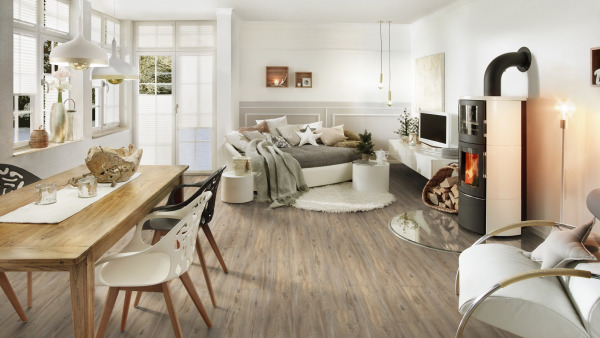 Wohnzimmer mit Vinylboden Project Floors floors@home PW 3230